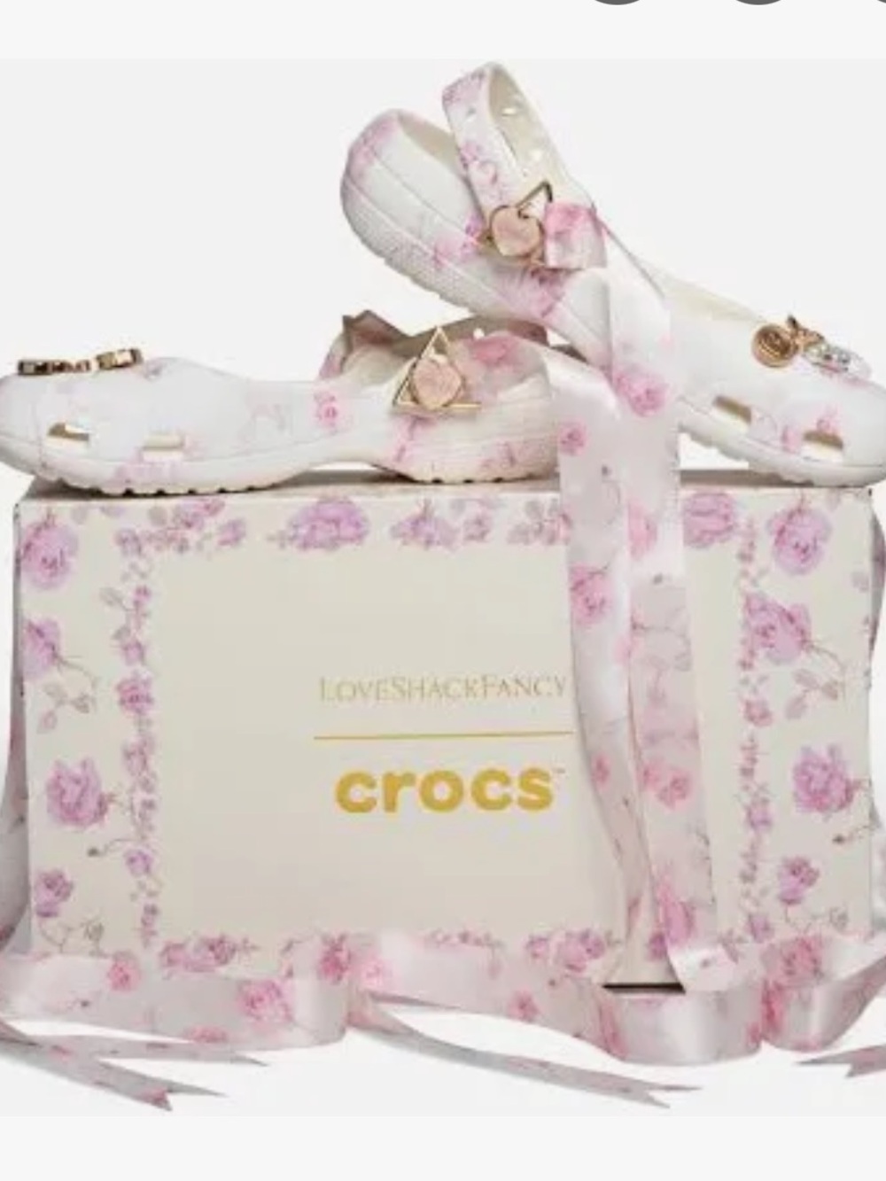 Crocs x LoveShackFancy Classic Ballet Flat NIB Pink White W8 - Picture 9 of 12